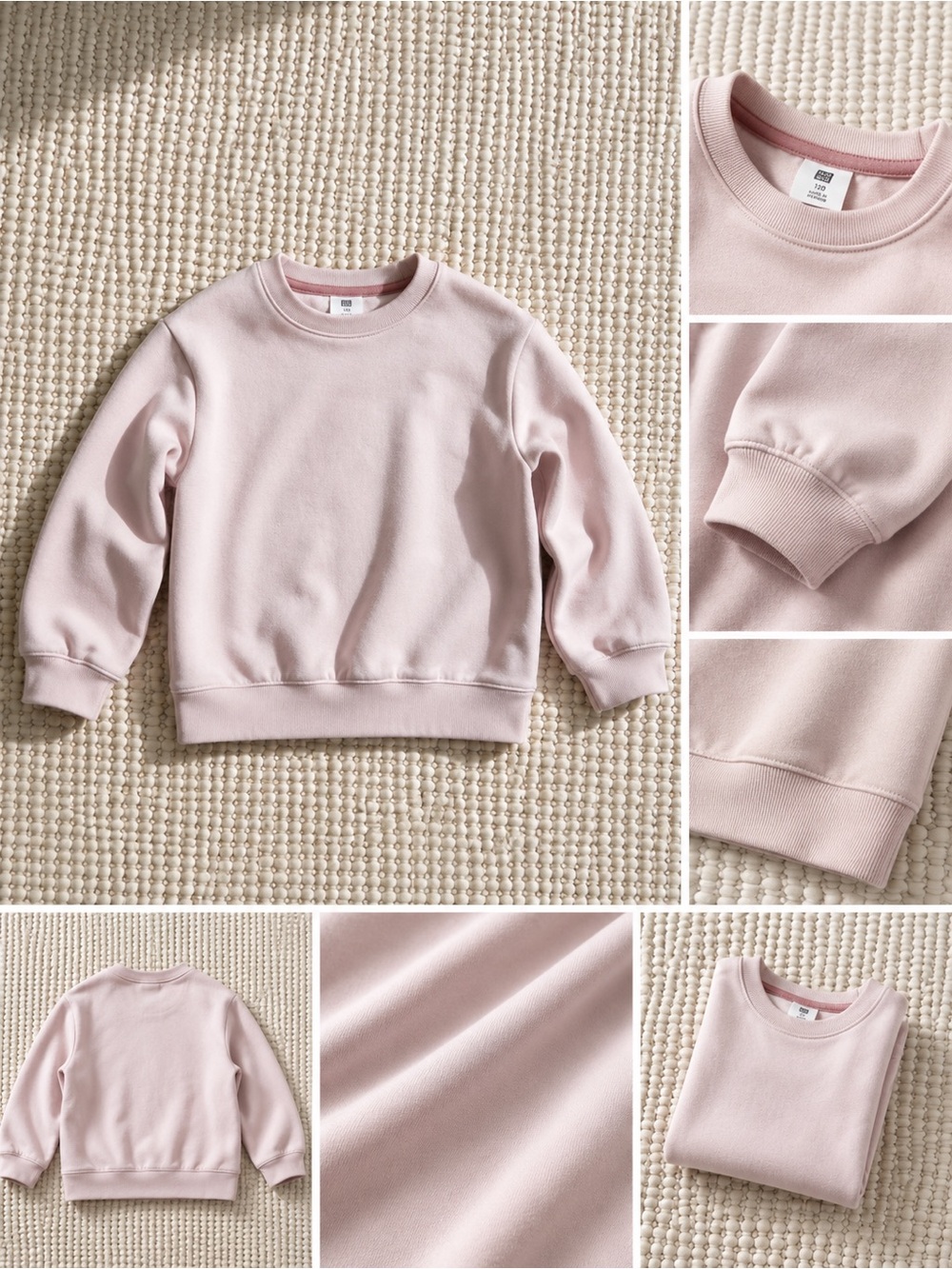 Uniqlo Kids Pink Crewneck Sweatshirt – Size 120 | Soft Minimal Pullover
